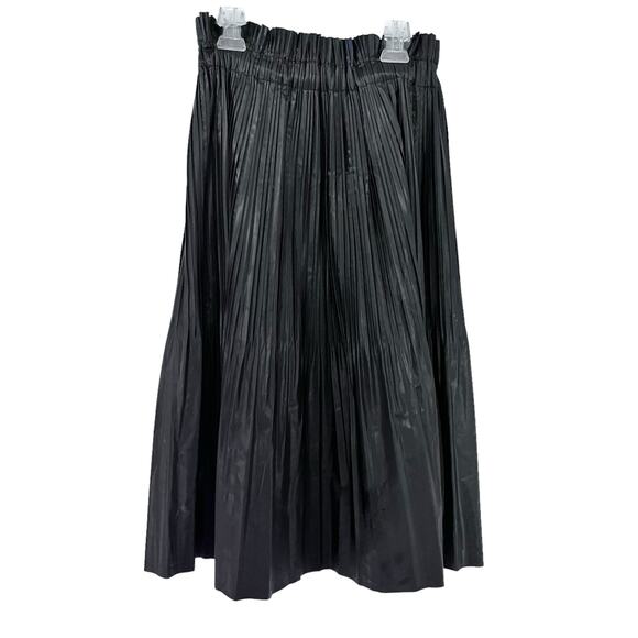 DKNY girls black plisse pleated cinched waist midi skirt NWT size 14